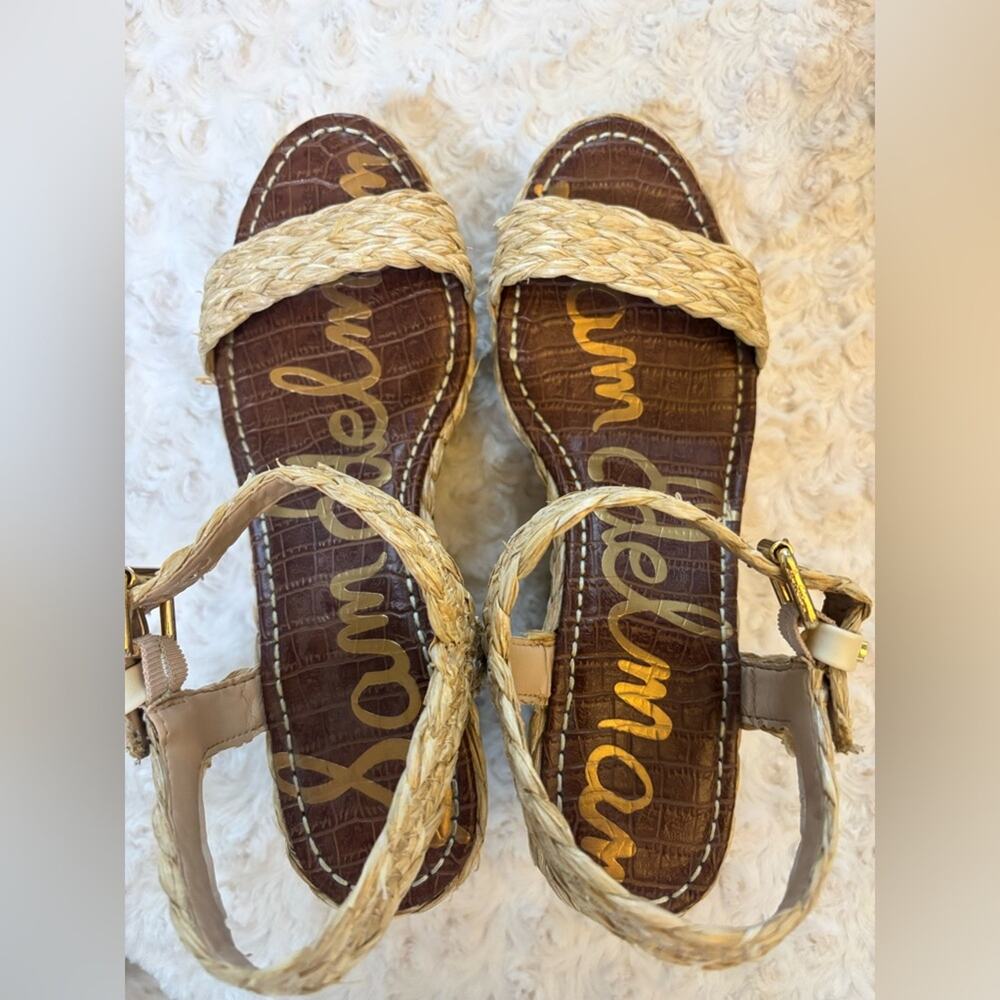 Sam Edelman NEW Deena Natural Raffia Wedge Sandal w/ Ankle Strap 10 - Picture 4 of 8